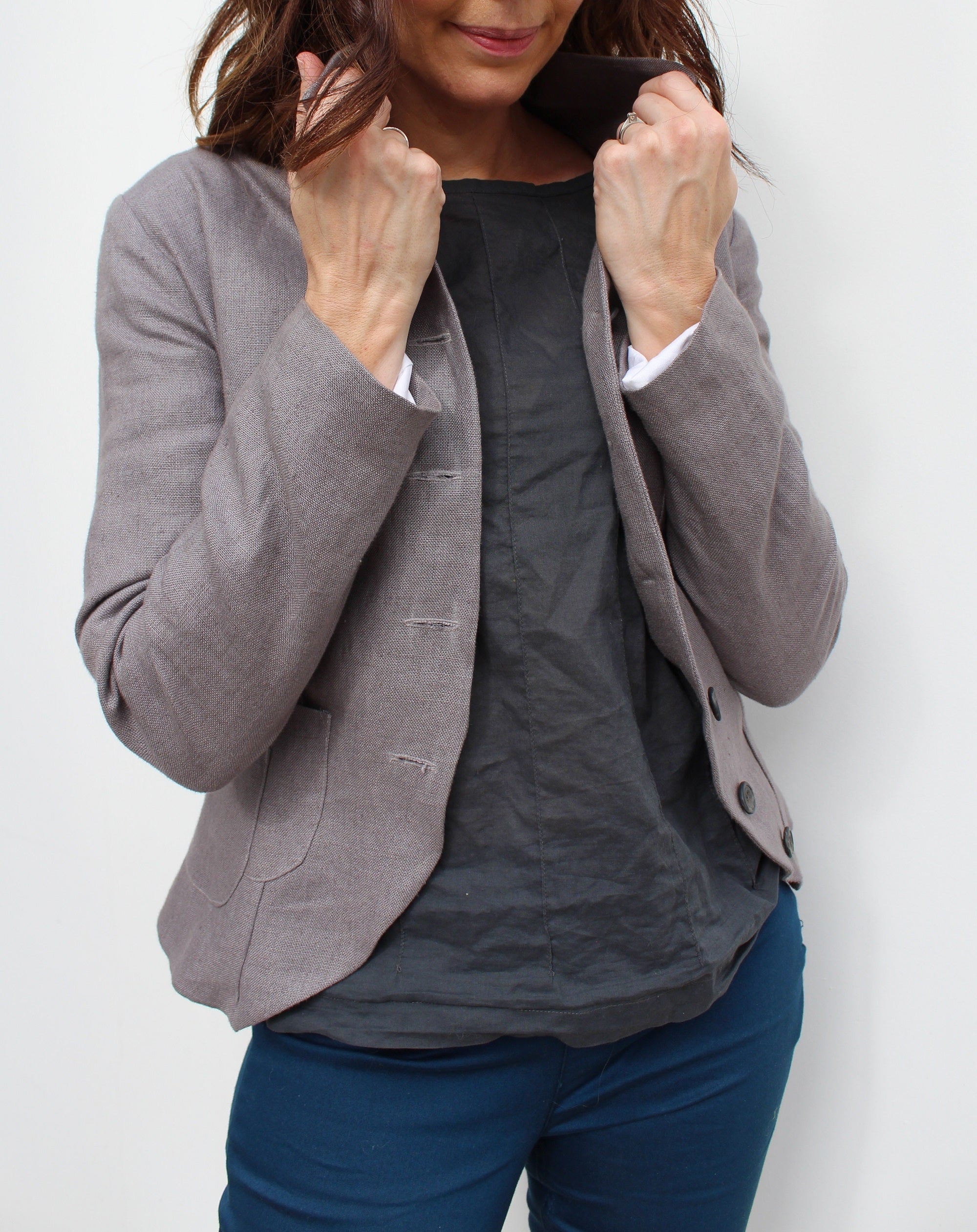 Womens grey shop linen jacket