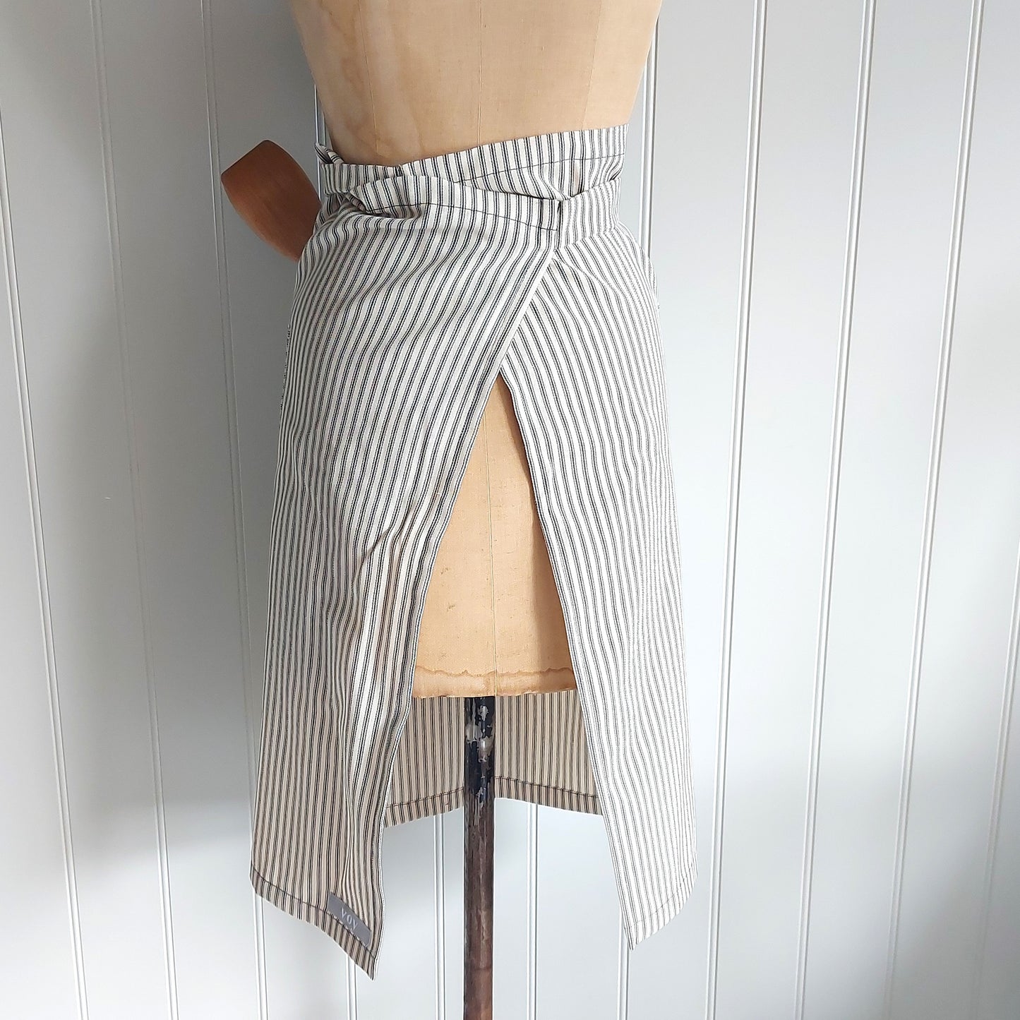 French Ticking Half Apron - Black