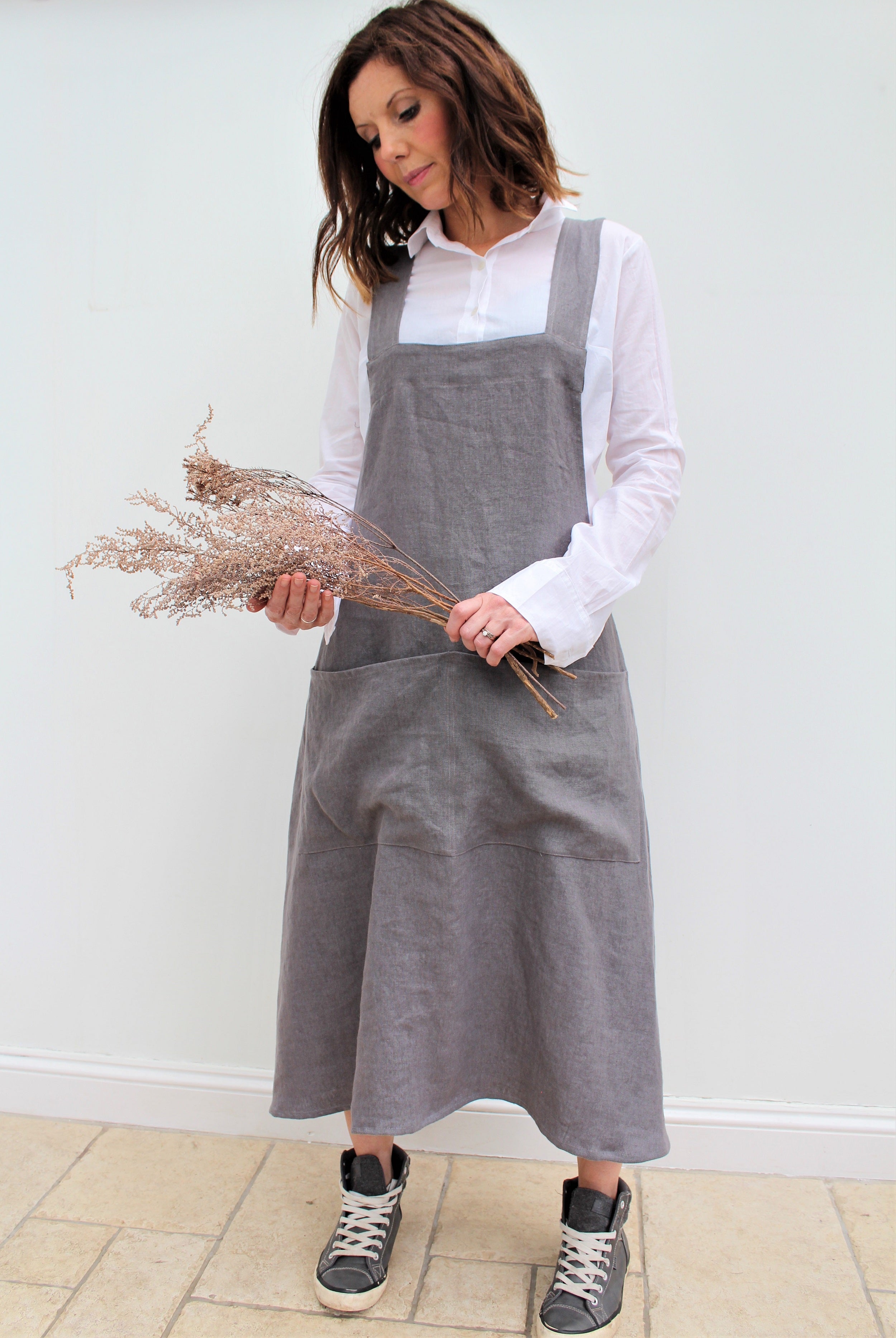 Linen cheap apron dress