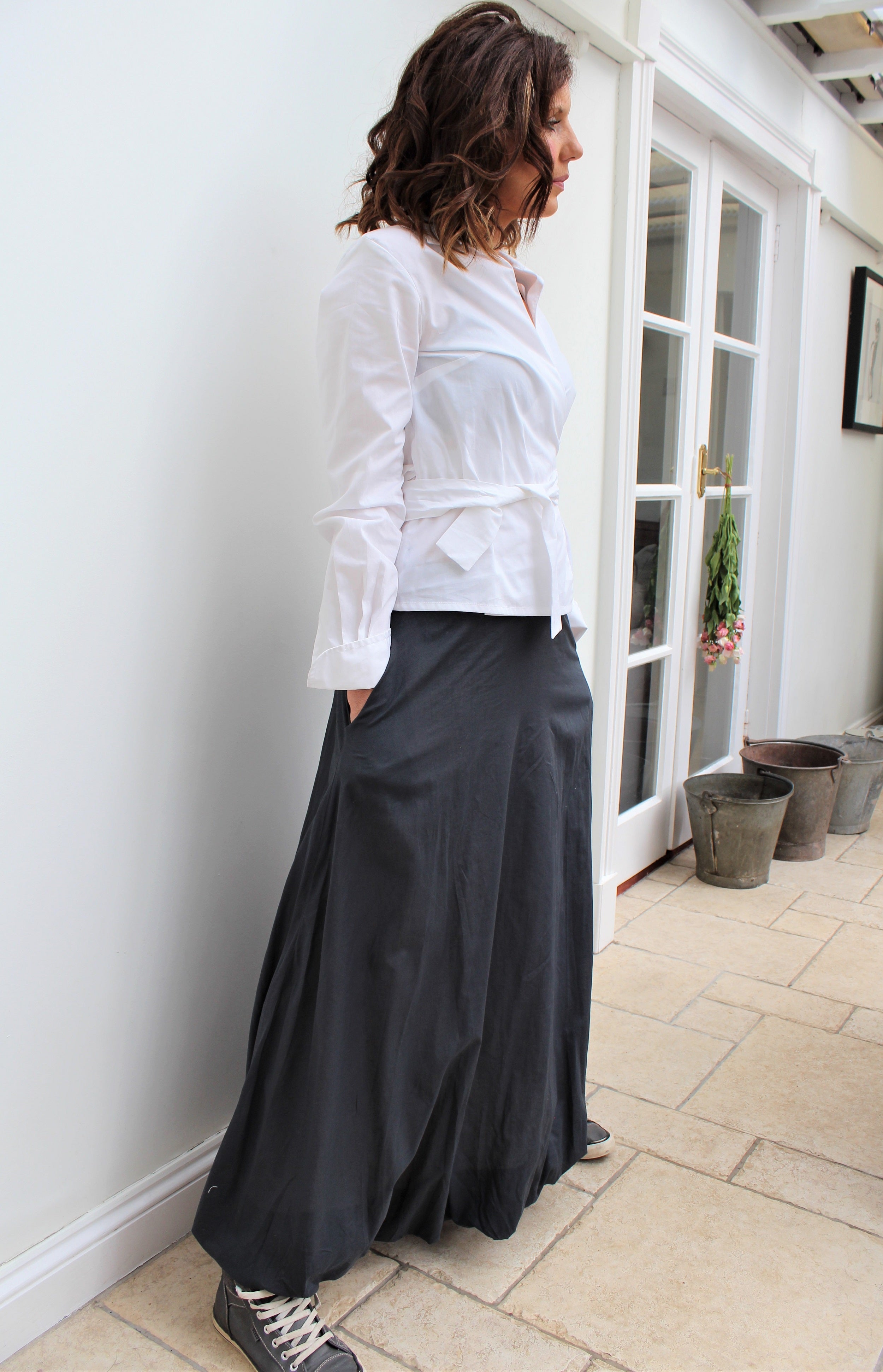 Gigi - cotton long skirt with bubble hem – voy